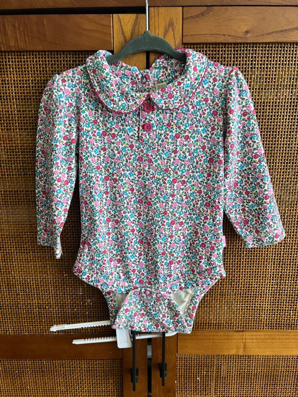 JoJo Maman Bebe Floral Long-Sleeve Romper in Pink